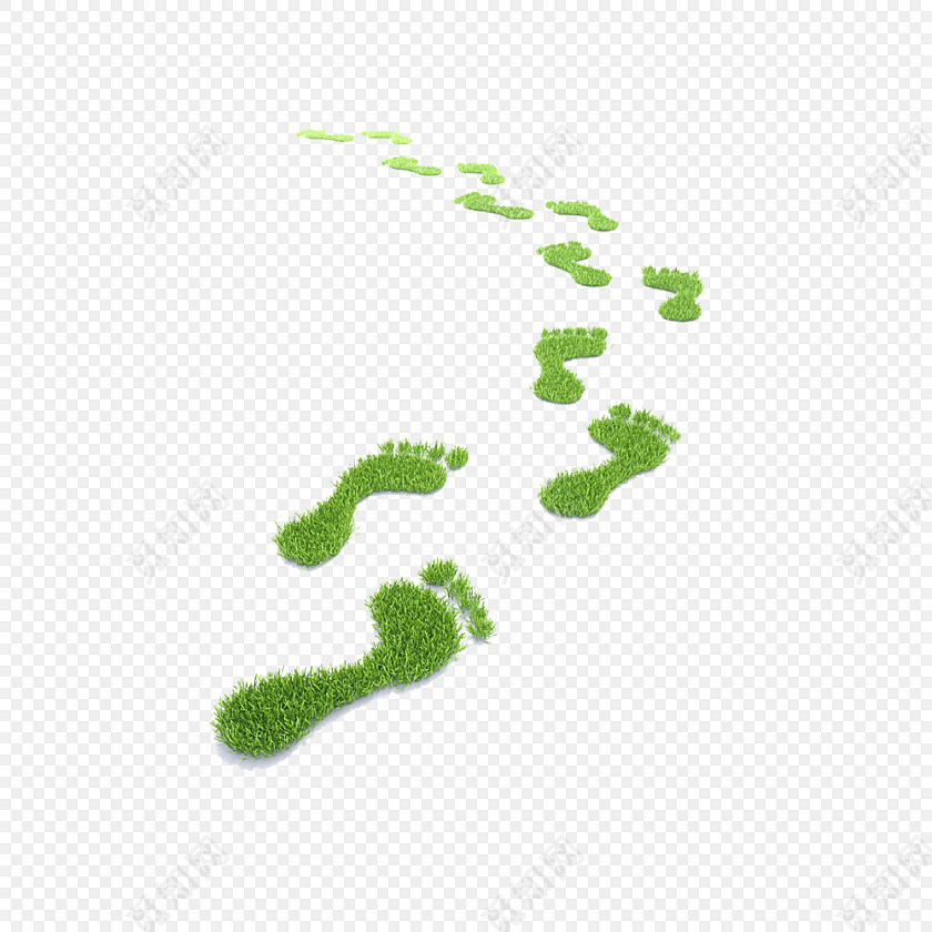 绿色草地脚印插画素材