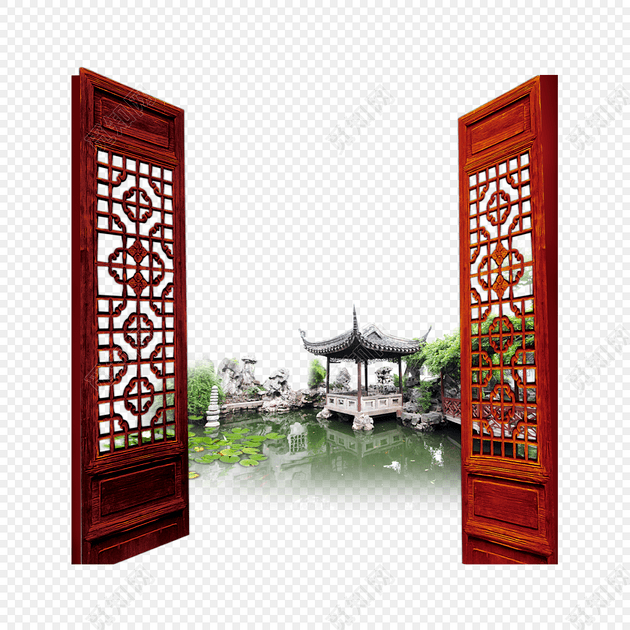 古代门窗 雕花门窗 复古门框 开门大吉 园林