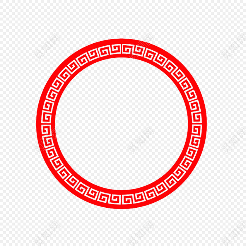 红色中国风新年回形纹花纹边框