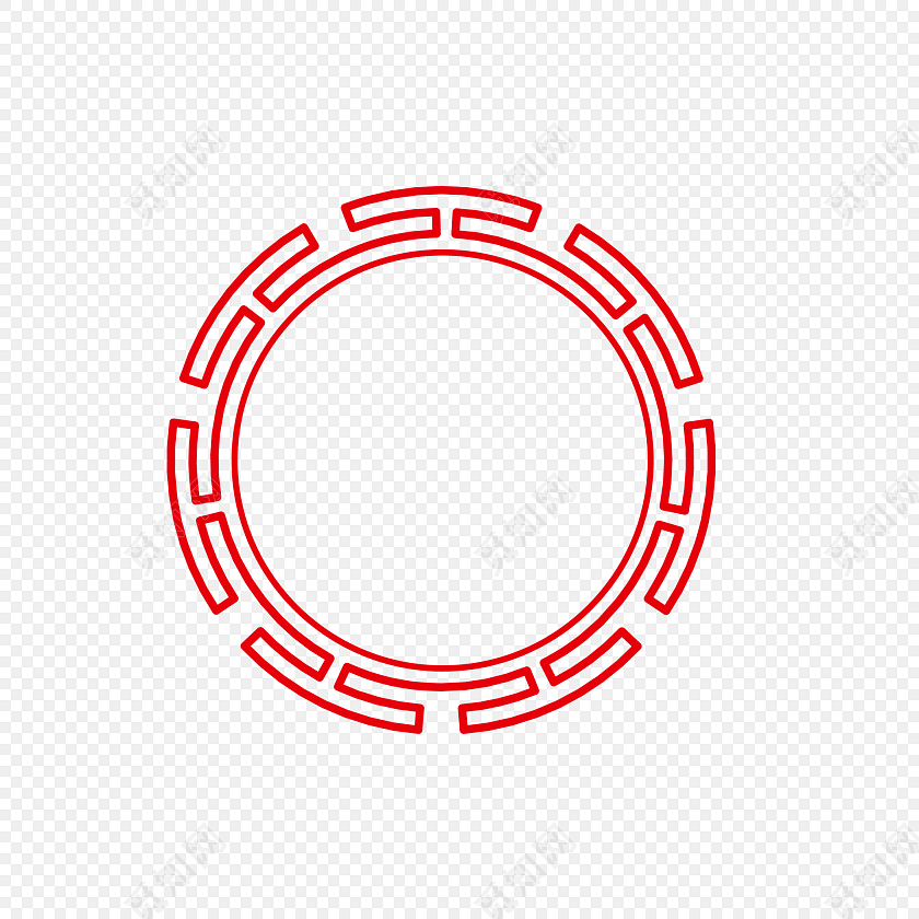 红色圆环新年回形纹花纹古风圆形框png春节png素材回纹圆古风套图矢量