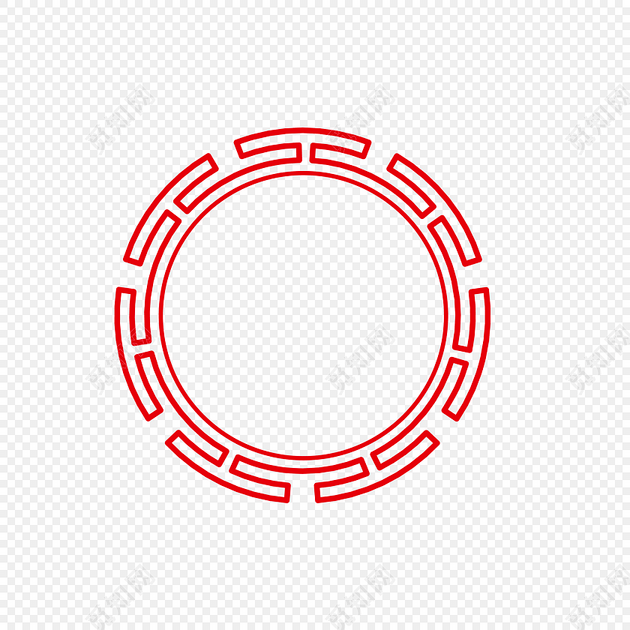 红色圆环新年回形纹花纹古风圆形框png春节png素材回纹圆古风套图矢量