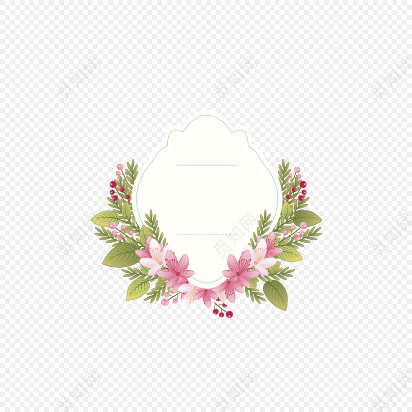 春天 绿色 树叶 小花 花草 花朵 花边 花边 花圈