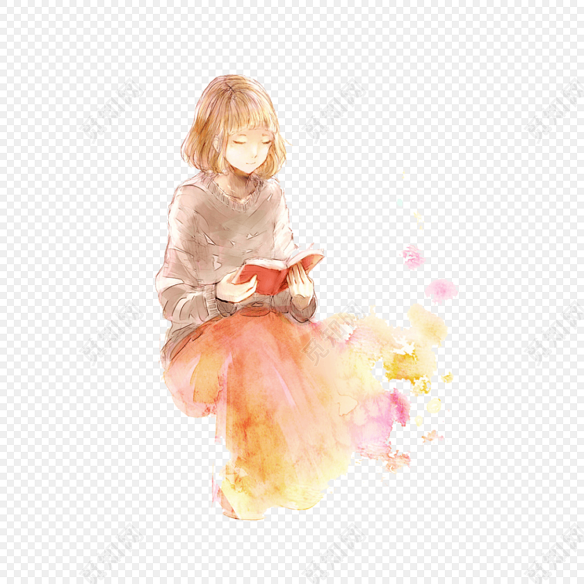 读书女孩素材