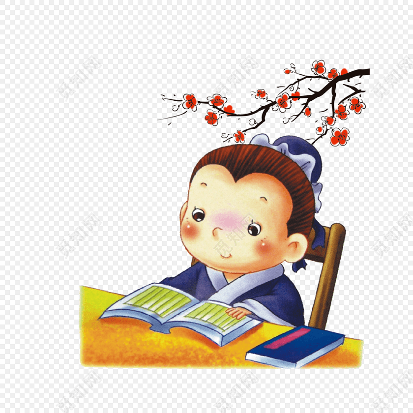 古代书生阅读矢量素材