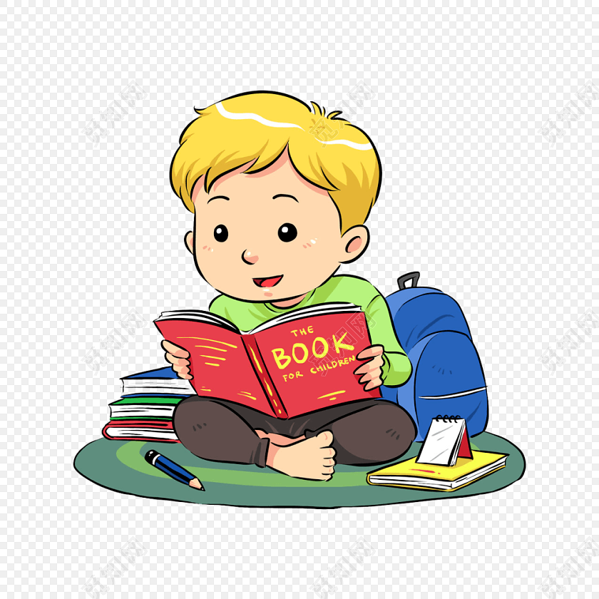 坐毯子上看故事书素材元素标签: 读书学习 免抠素材 png元素 看书课本