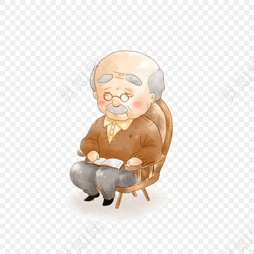 老爷爷看书矢量素材