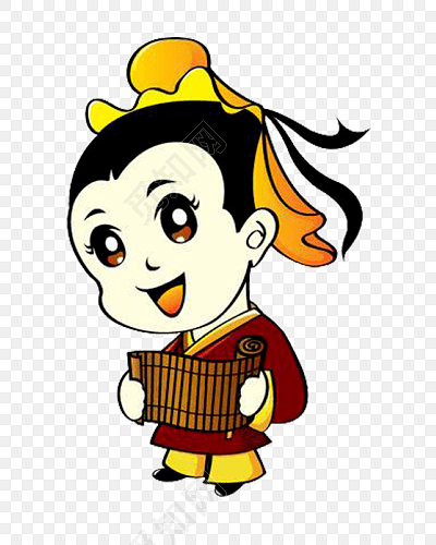 古代卡通男孩学习矢量素材