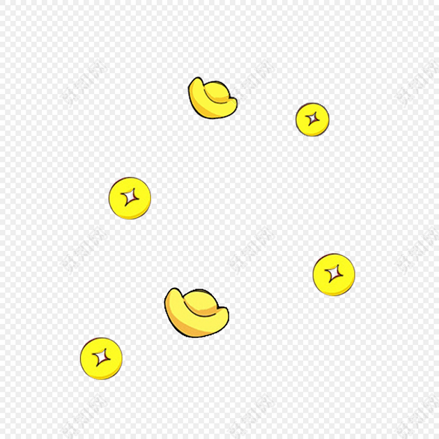 卡通金色元宝铜板素材