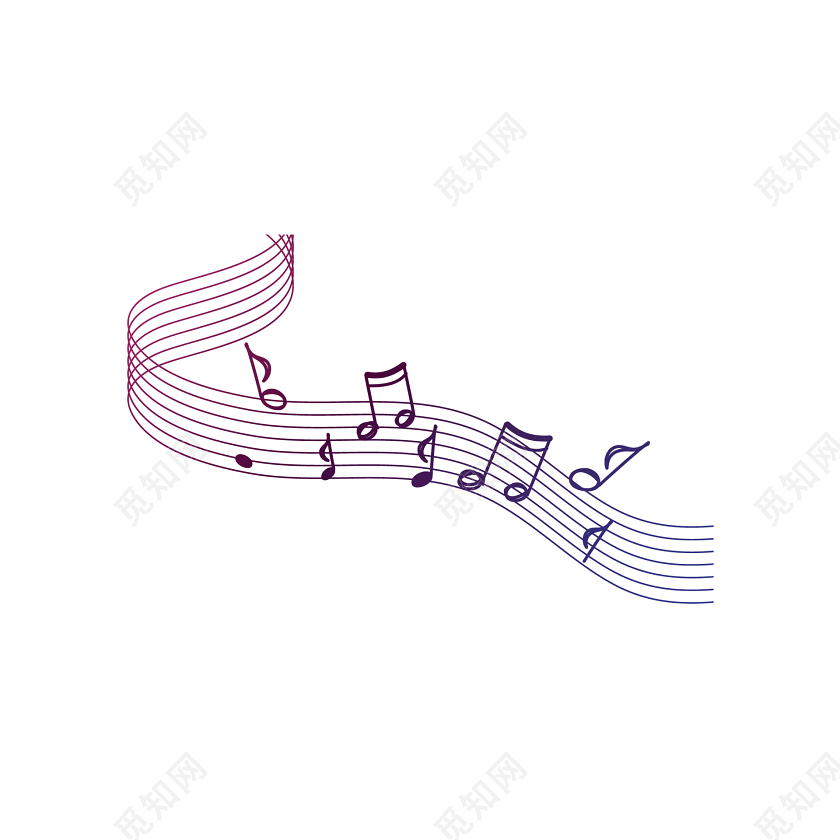 彩色音符五线谱矢量素材