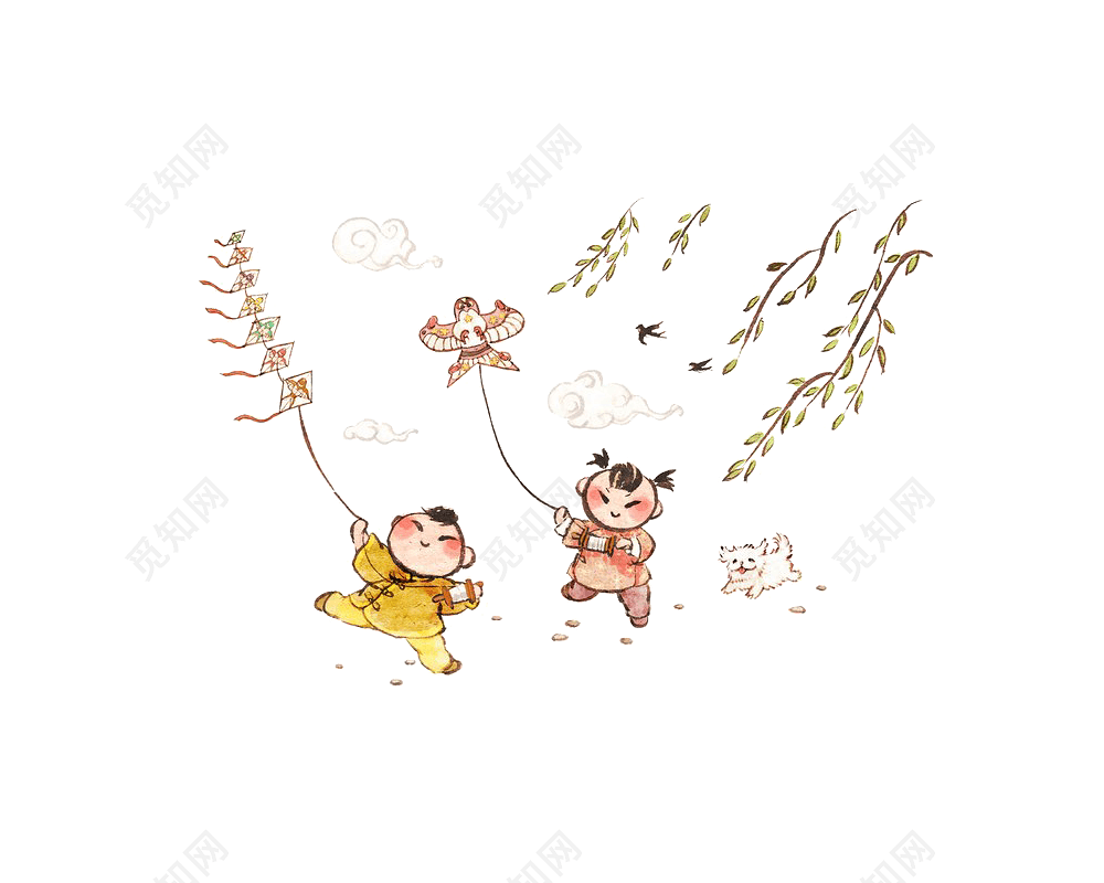 中国风卡通放风筝