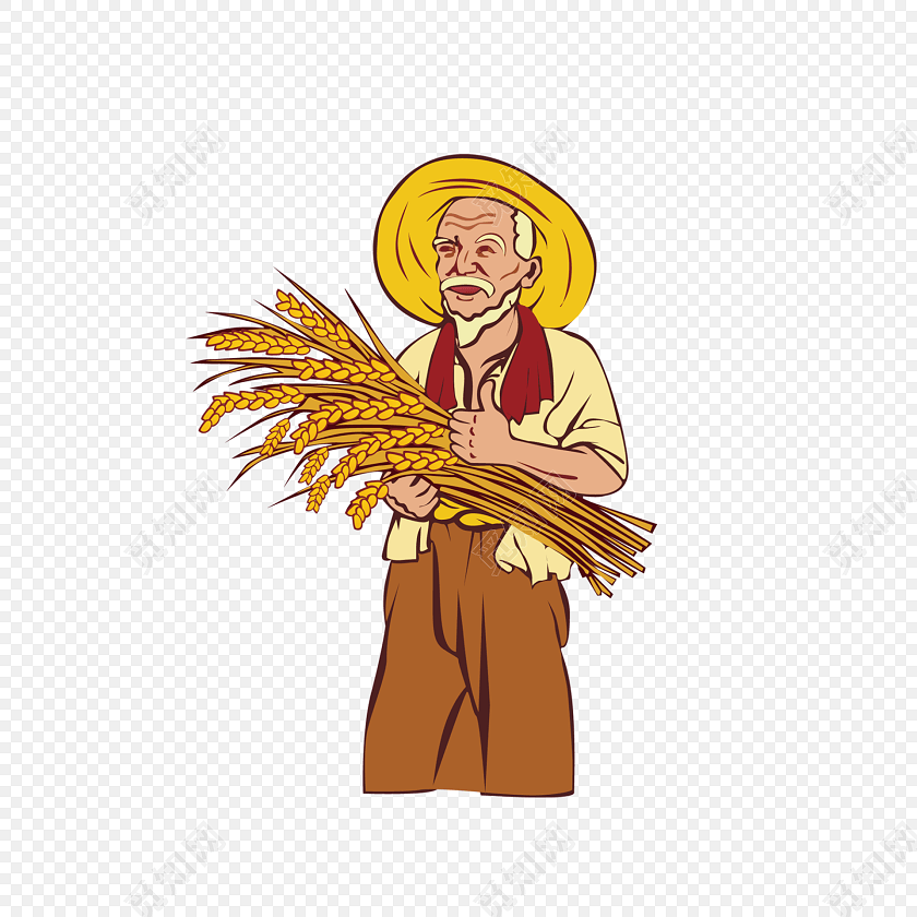 农民喜迎丰收麦穗