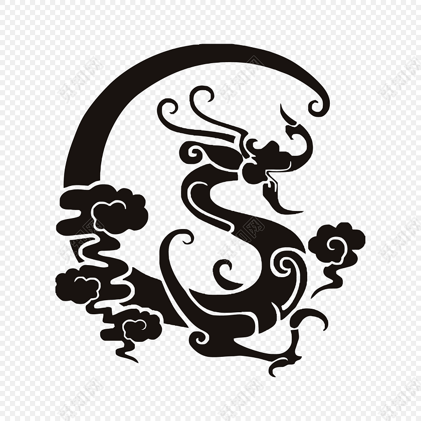 龙剪纸免抠素材