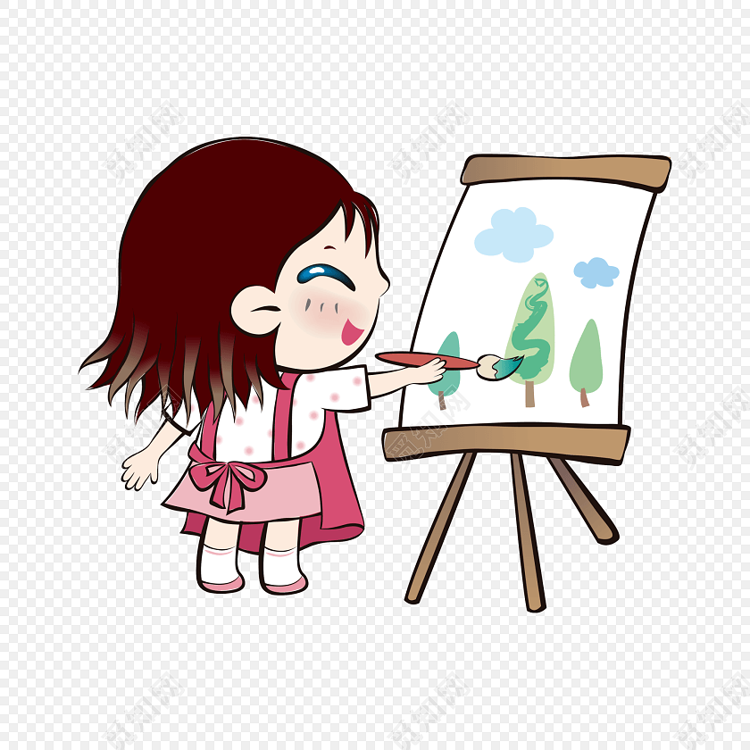 画画的小朋友免抠素材