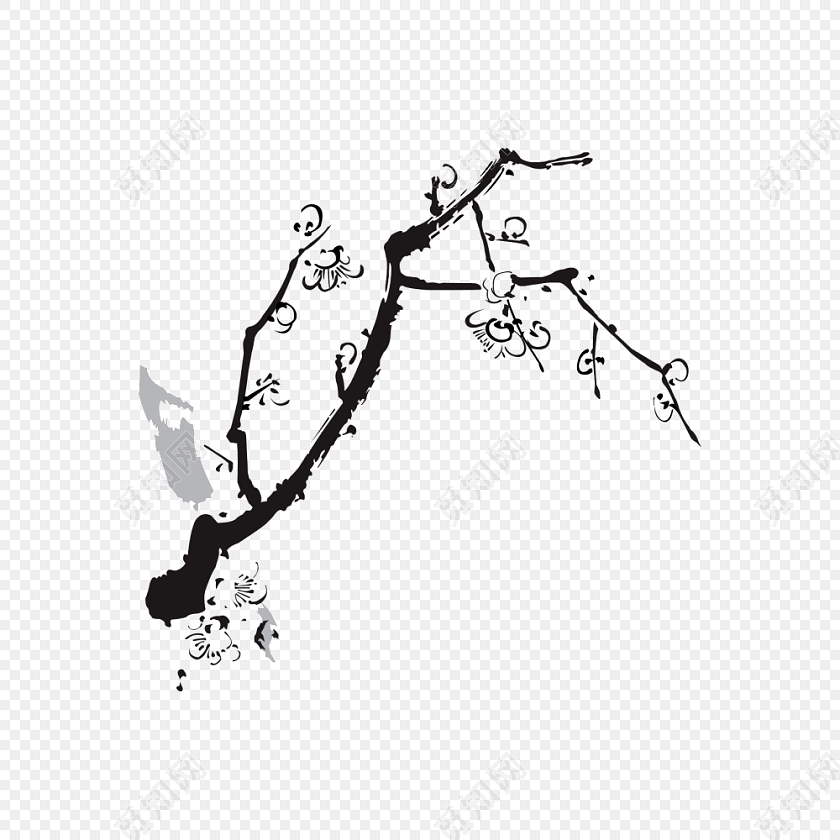 雅致传统中国风梅花国画水墨画素材