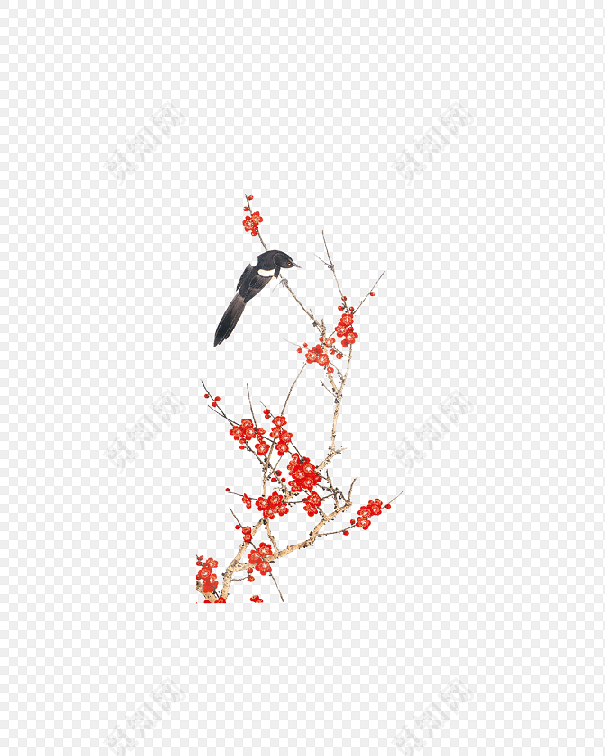 古典梅花喜鹊鸟儿中国风背景素材