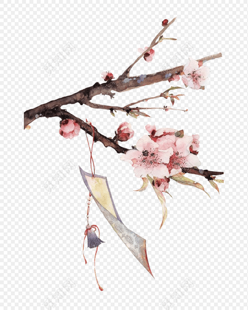 典雅中国风风铃古风梅花桃花素材