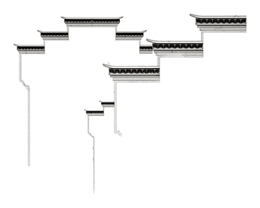 花纹素材古建四合院模型屋檐古建筑院墙徽派建筑免抠图素材古代建筑