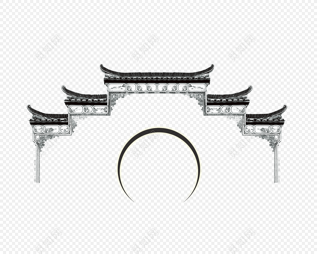 古代建筑月亮门元素图片素材免费下载_觅知网
