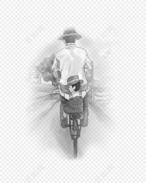 共享素材 下载png png素材 父亲儿子骑单车素描标签: 父亲节 免抠