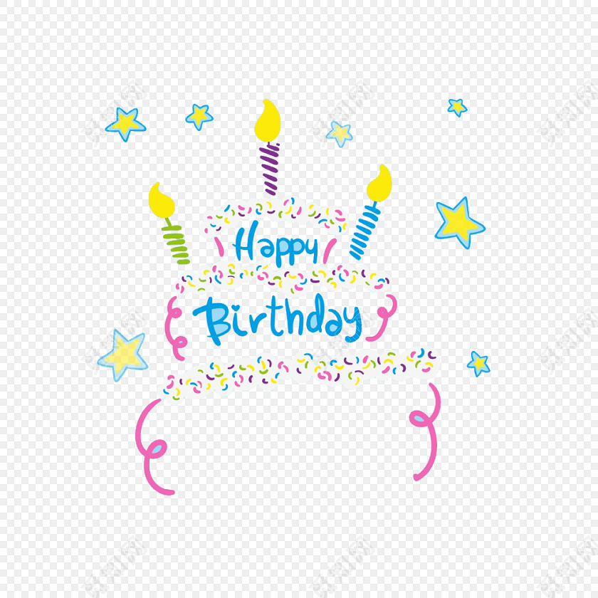 彩色生日快乐祝语艺术字免抠素材