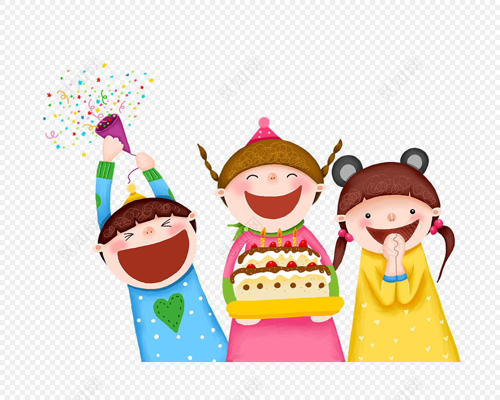 彩色卡通庆祝生日免抠素材