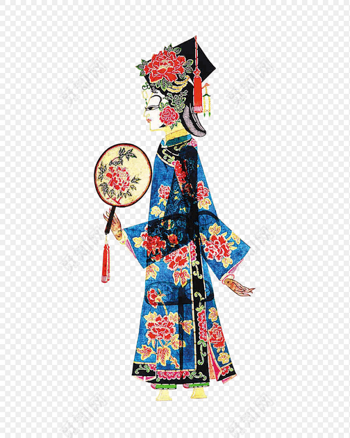 中国传统皮影戏女人素材