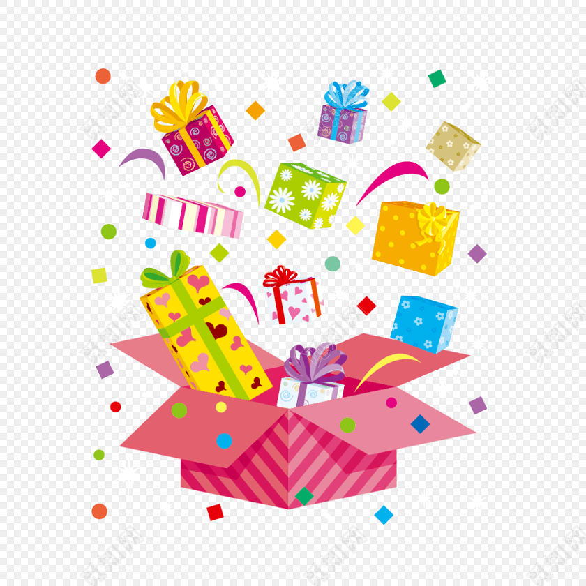 天猫淘宝狂欢节礼盒大礼包生日彩带促销素材