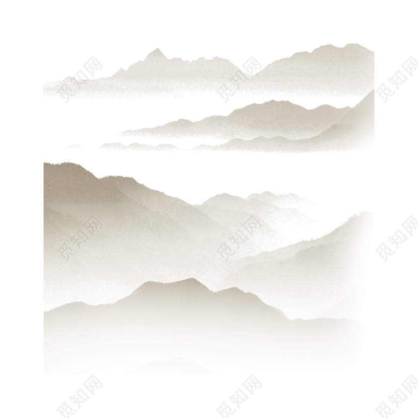 淡墨简约远山素材
