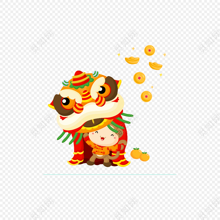 卡通新年舞狮子素材