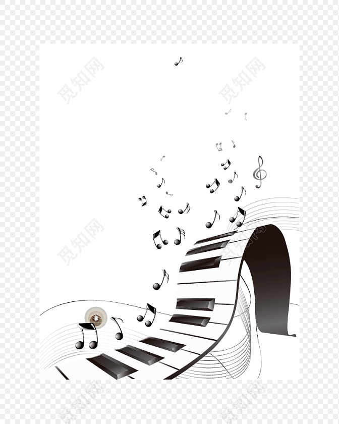 音乐音符琴键弹奏素材