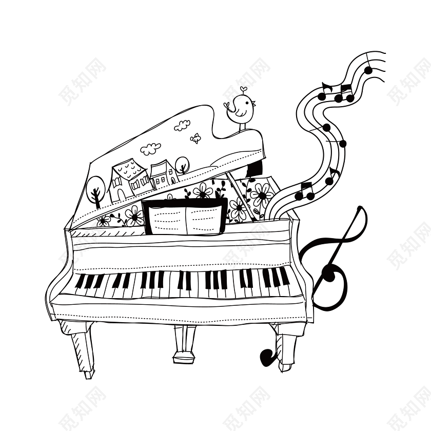 乐器钢琴音乐简笔画素材