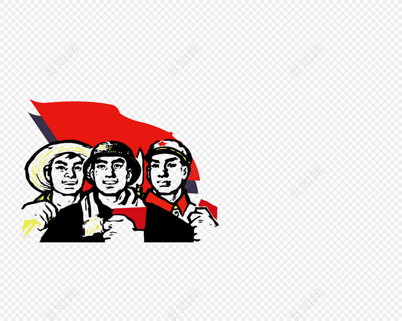 手绘劳动人民插画