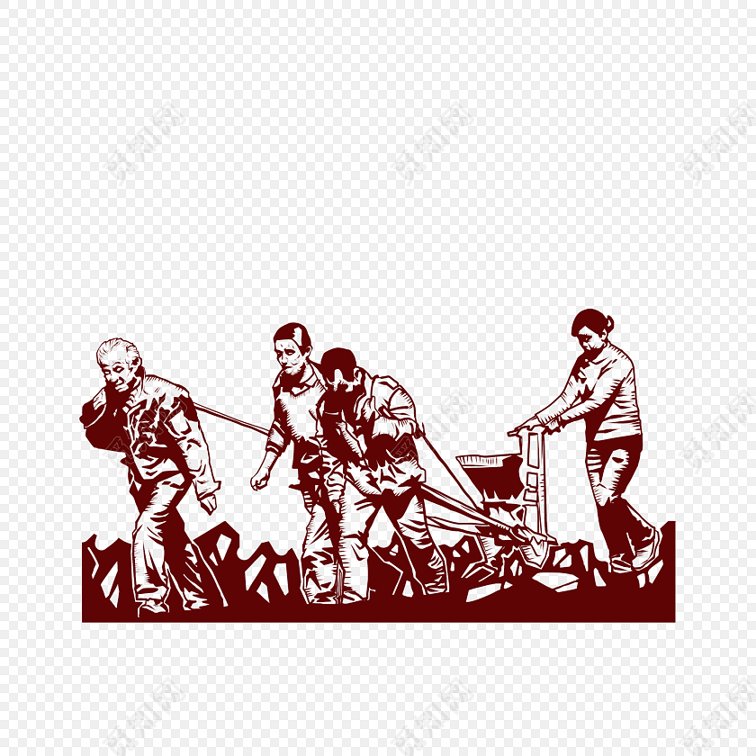 劳动人民手绘插画海报素材