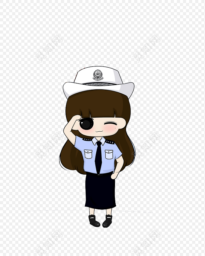 手绘女警察