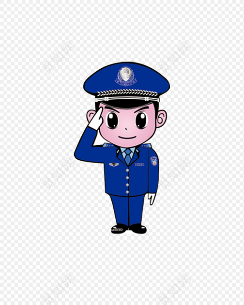 卡通穿蓝色制服敬礼的警察矢量素材
