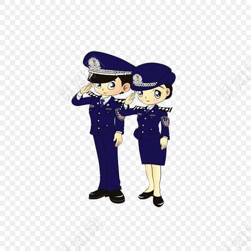 敬礼的警察卡通人物免抠图素材