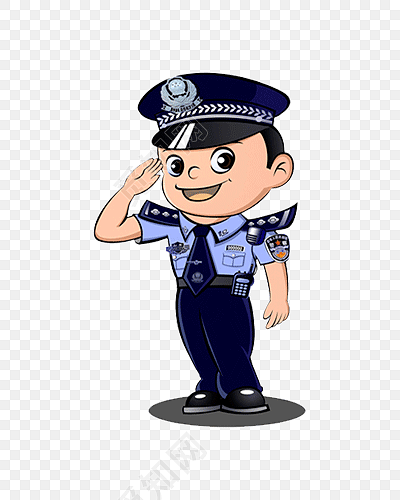 正在敬礼的男警察卡通形象