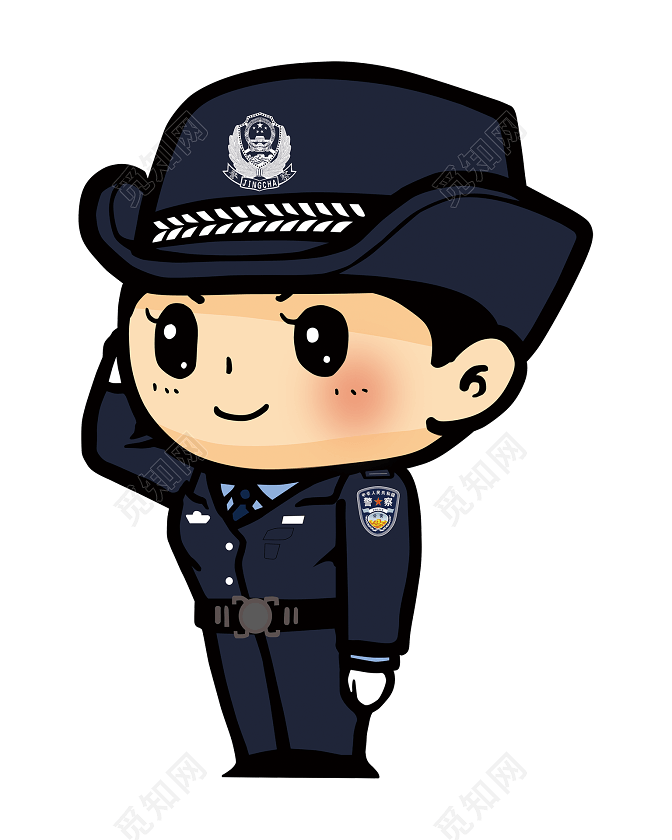 敬礼的小民警卡通形象