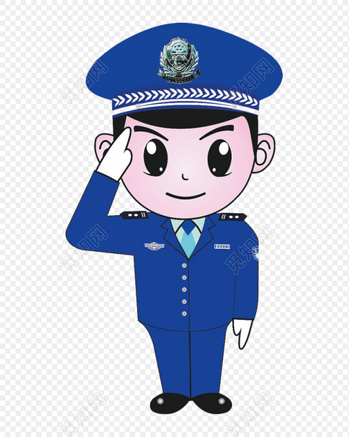 蓝制服敬礼警察