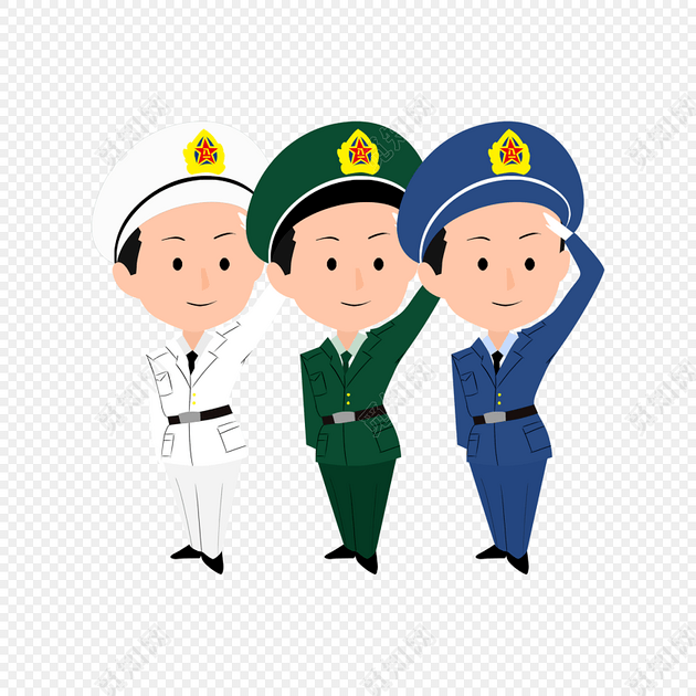 阅兵士兵敬礼卡通形象