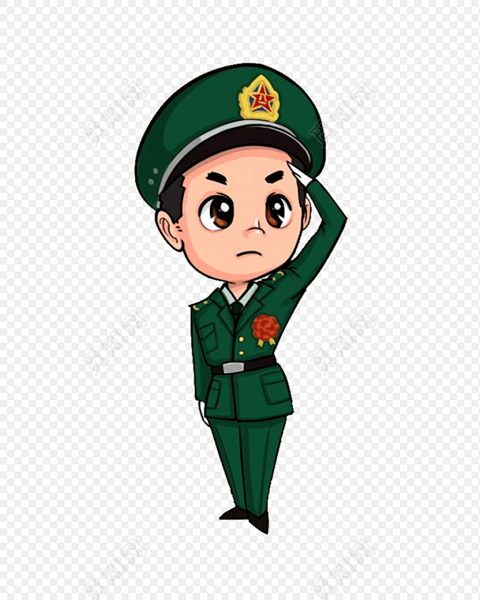 png素材 创意卡通军人形象素材矢量图片标签: 军人 免抠素材 敬礼