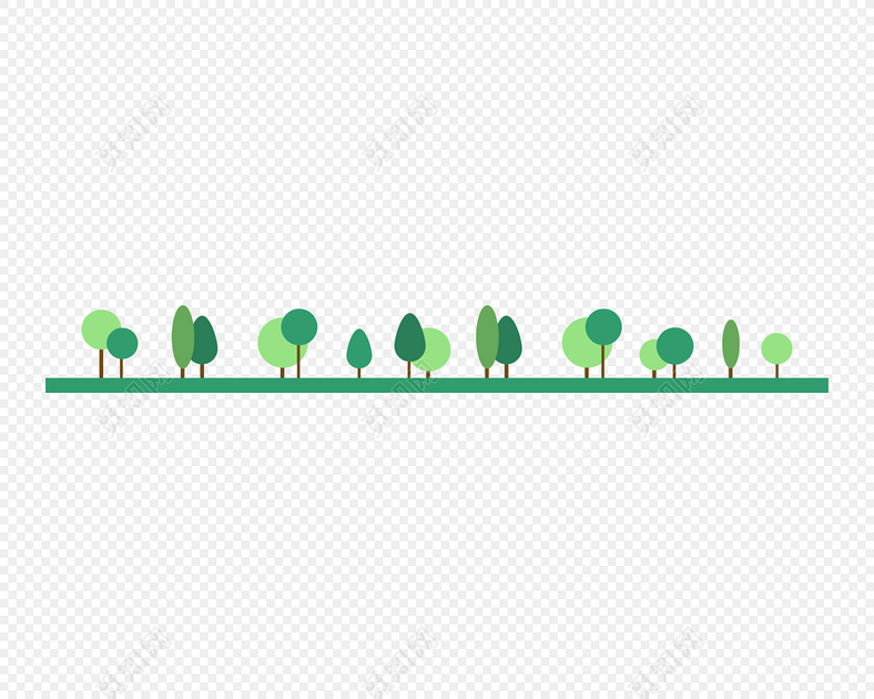 卡通绿树分割线图片素材免费下载_觅知网