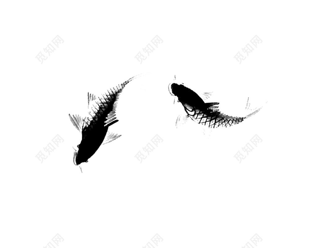 毛笔画鲤鱼素材