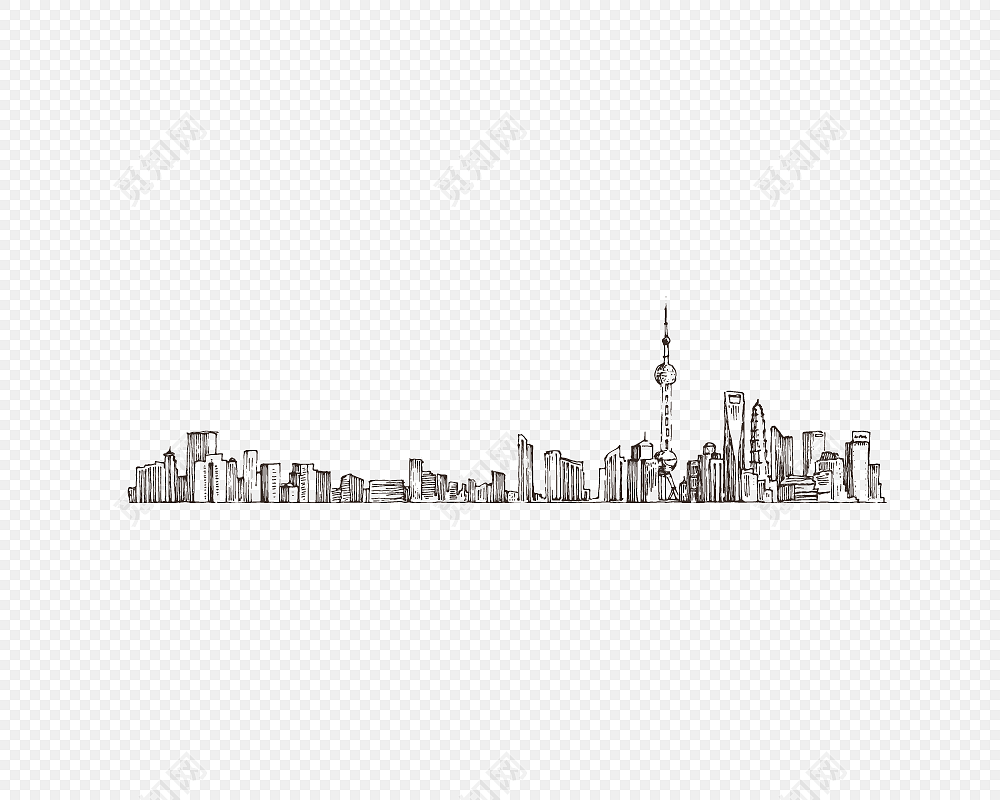 手绘城市建筑卡通矢量素材