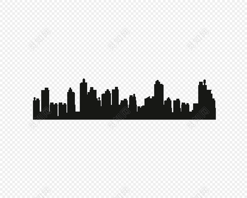 黑白城市建筑剪影元素设计