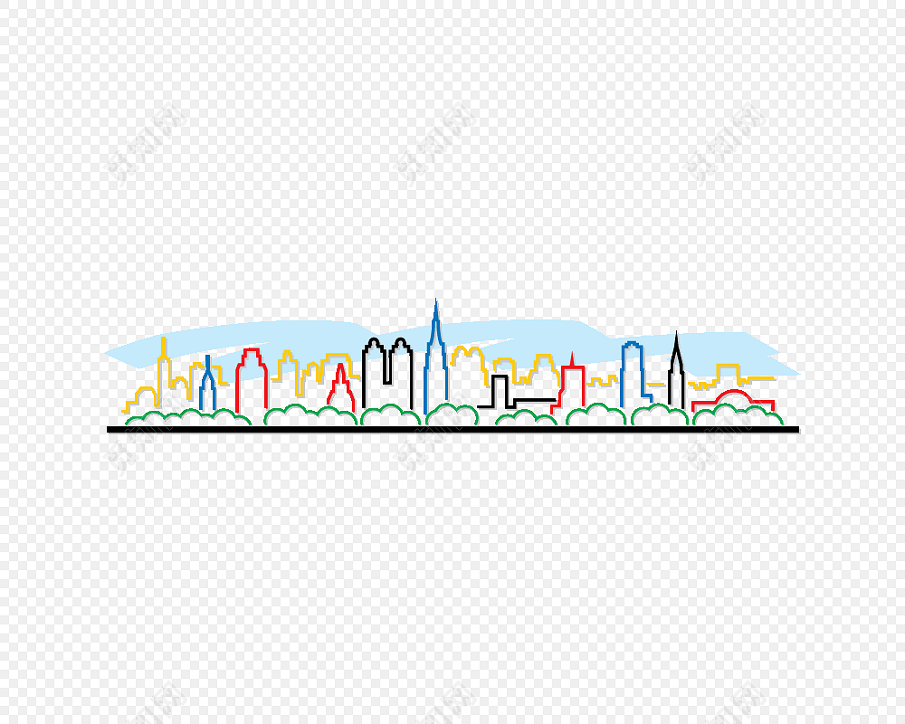 简约线条勾勒城市建筑素材