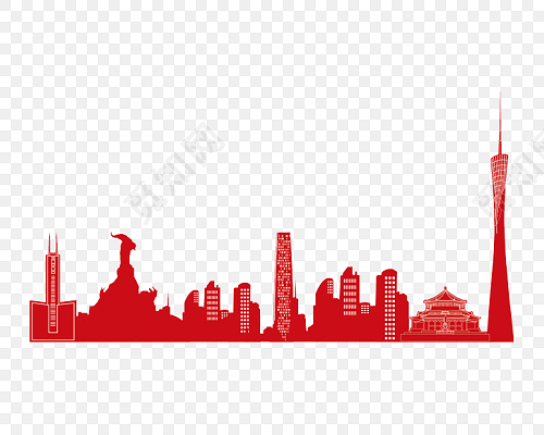 红色城市标志建筑剪影矢量素材