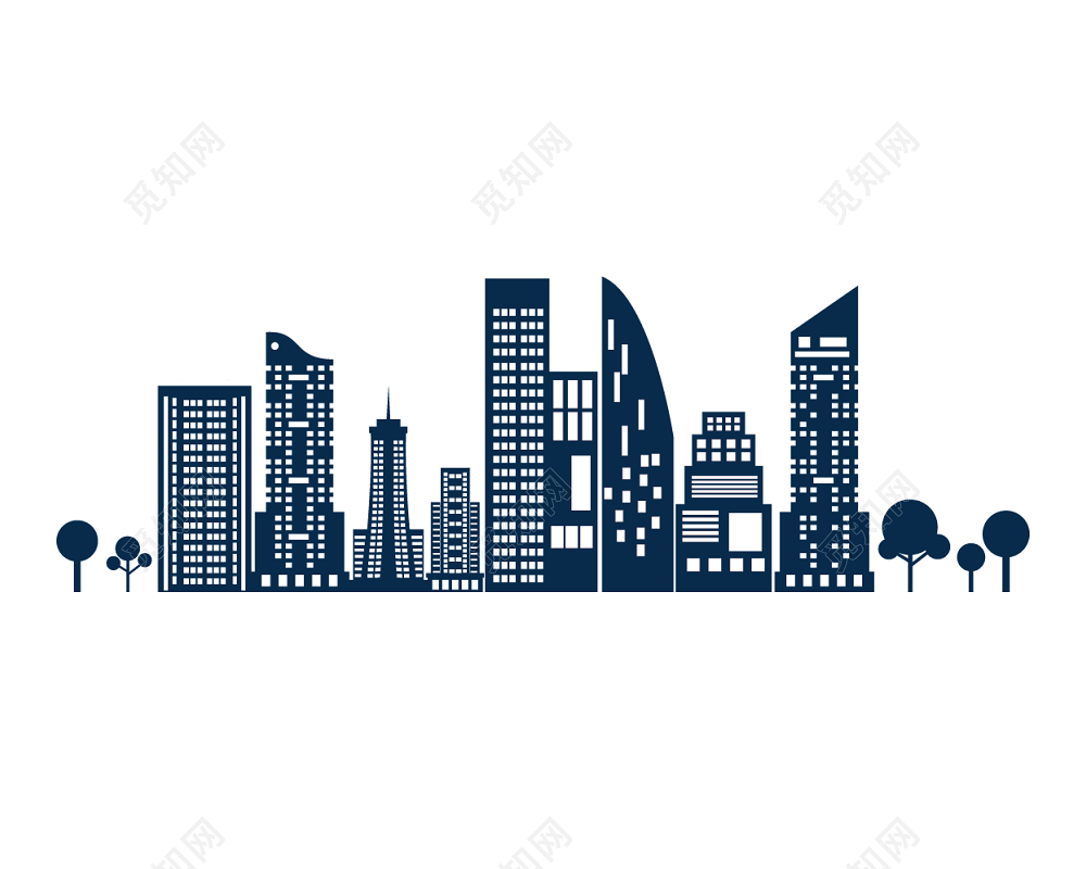 共享素材 下载png png素材 纯色简约风高楼建筑剪影插画标签:城市剪影