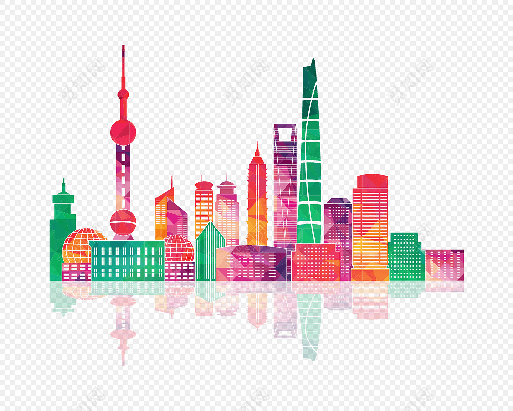 创意几何城市建筑矢量元素