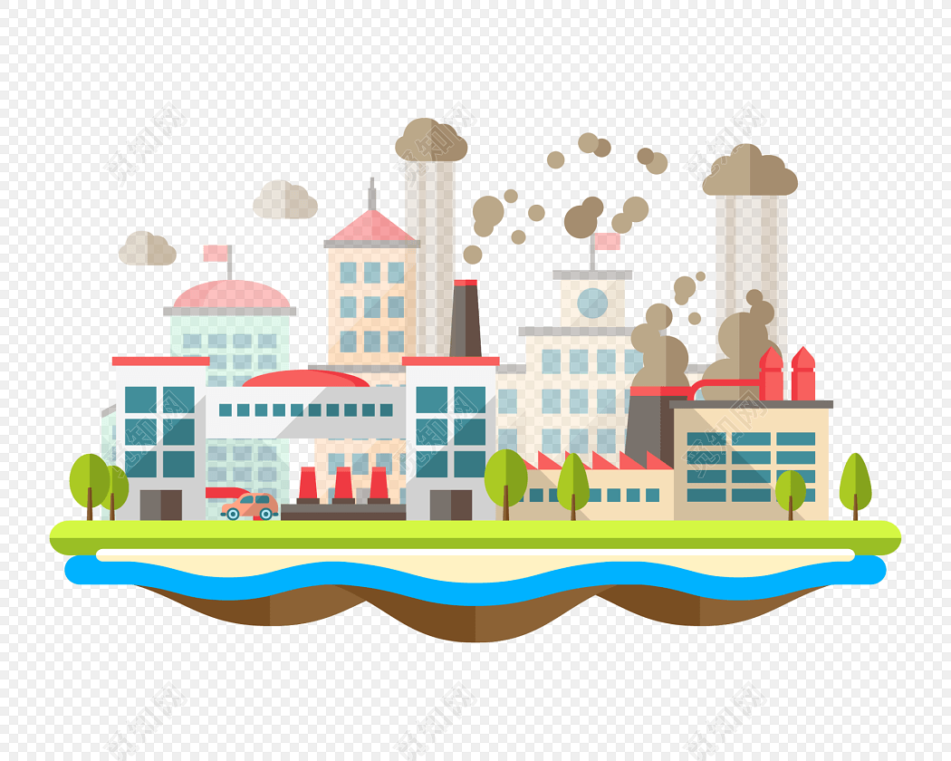 城市建筑卡通小清新插画